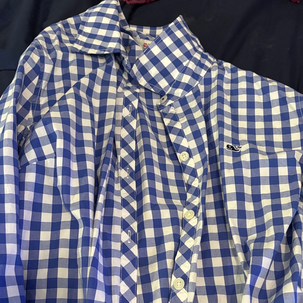 Vineyard Vines Blue and White Checkered Button Down Shirt